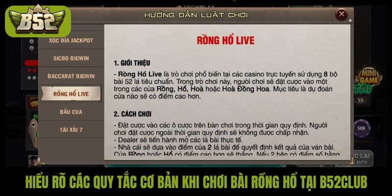 Hiểu rõ các quy tắc cơ bản khi chơi bài Rồng Hổ tại B52club